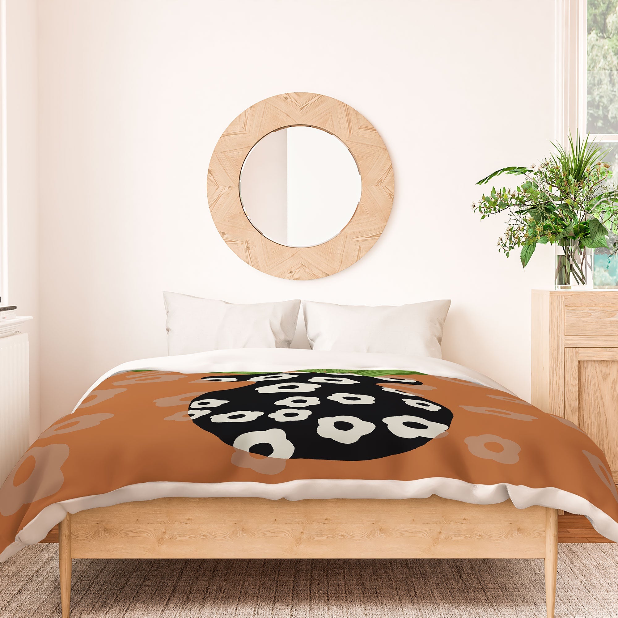 Coco de Paris Green plant retro style 5 Duvet Cover