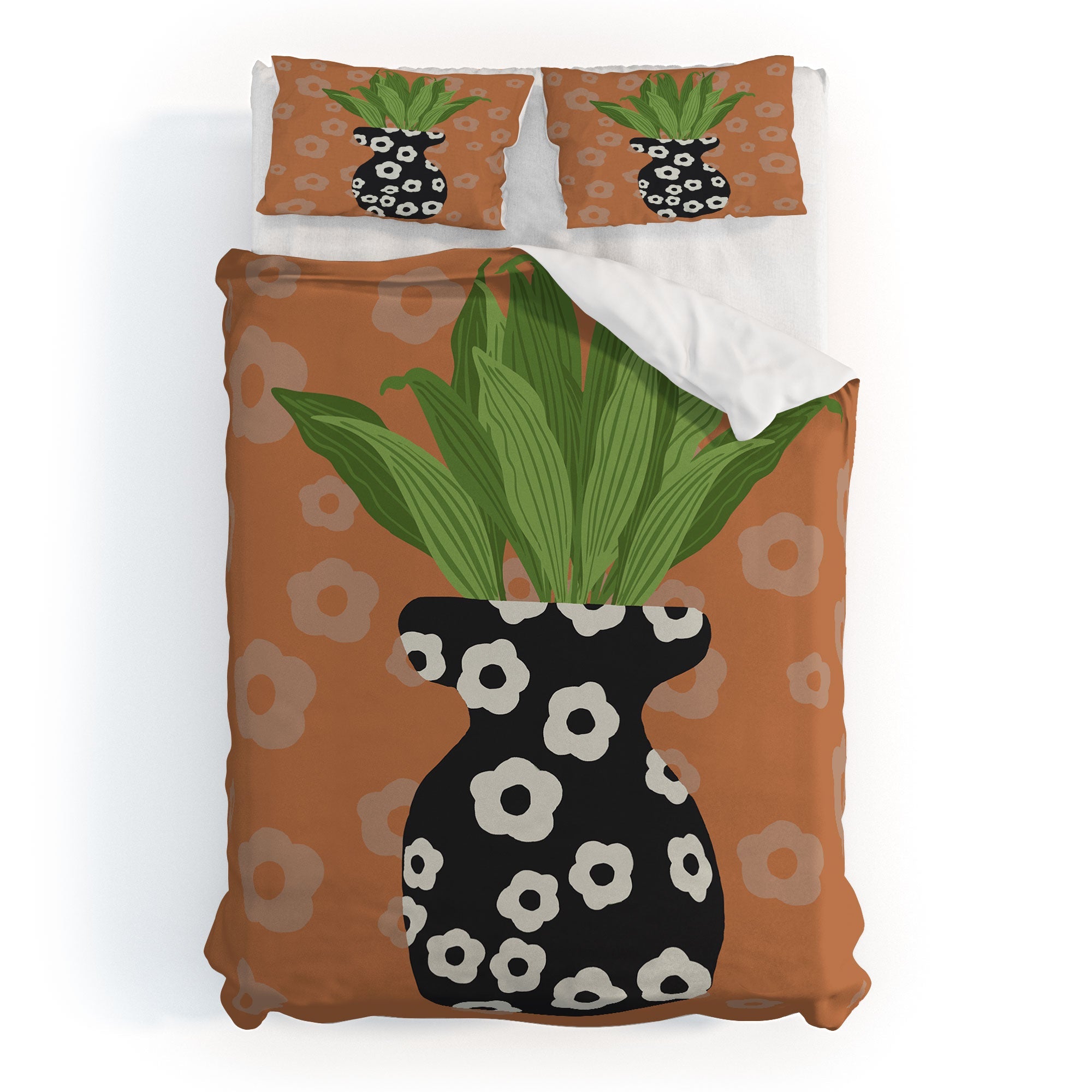 Coco de Paris Green plant retro style 5 Duvet Cover