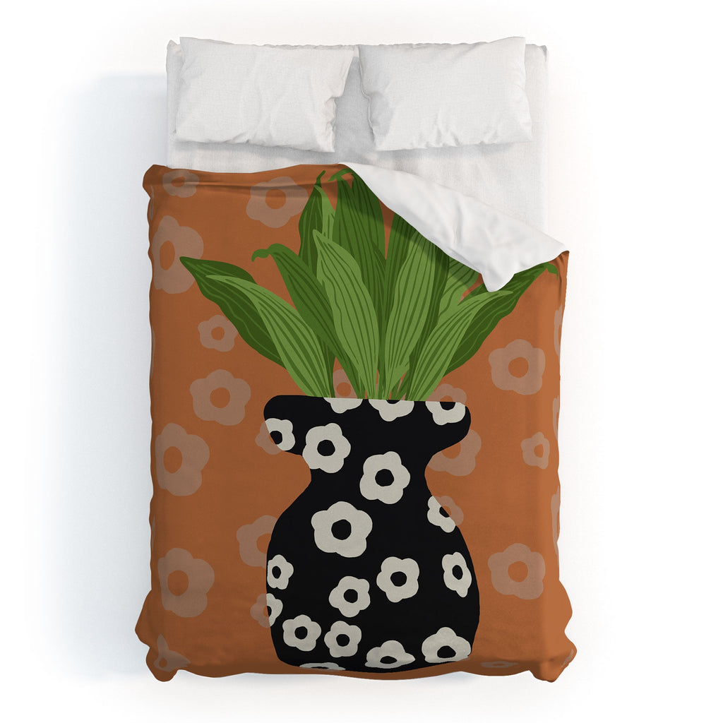Coco de Paris Green plant retro style 5 Duvet Cover