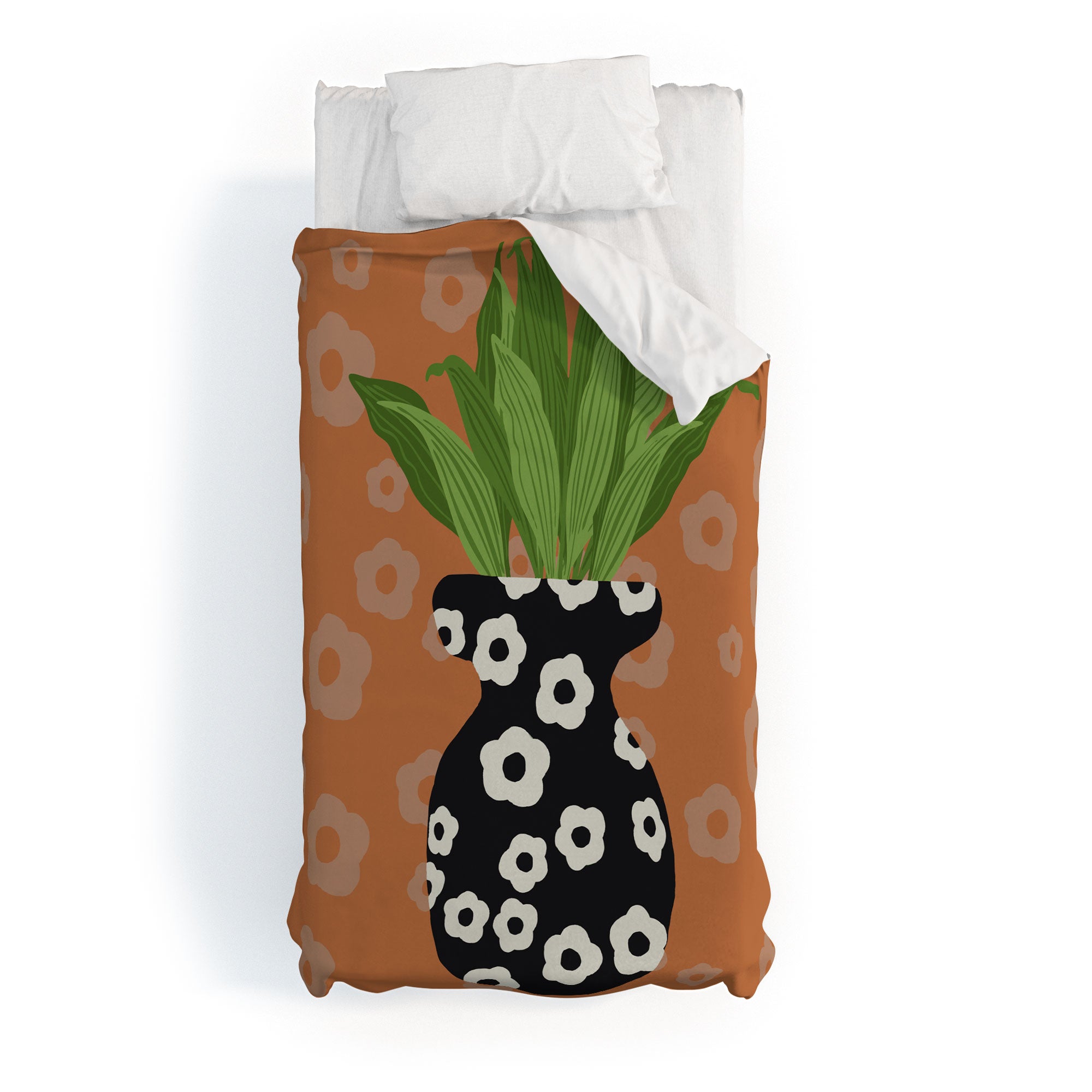 Coco de Paris Green plant retro style 5 Duvet Cover