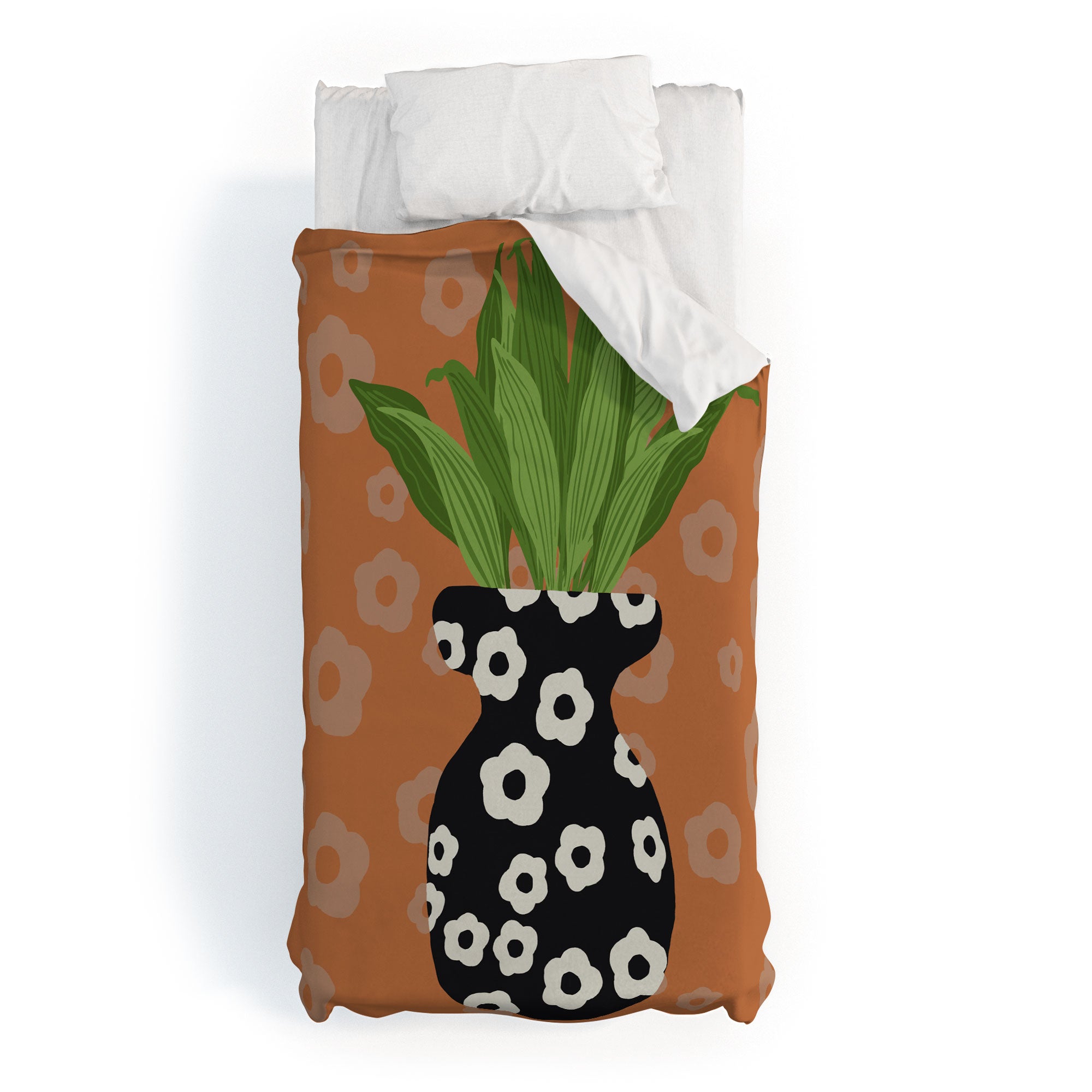 Coco de Paris Green plant retro style 5 Duvet Cover
