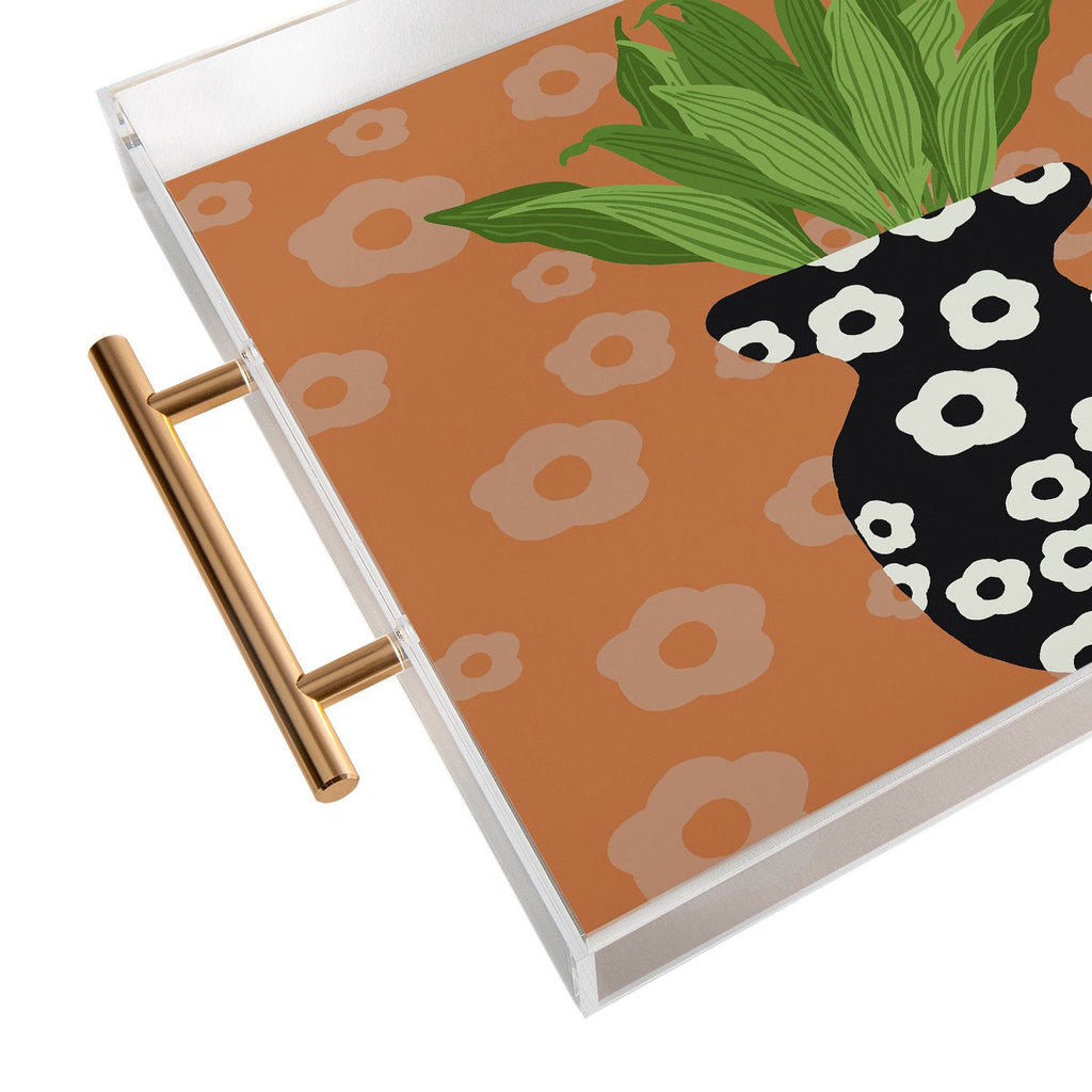 Coco de Paris Green plant retro style 5 Acrylic Tray