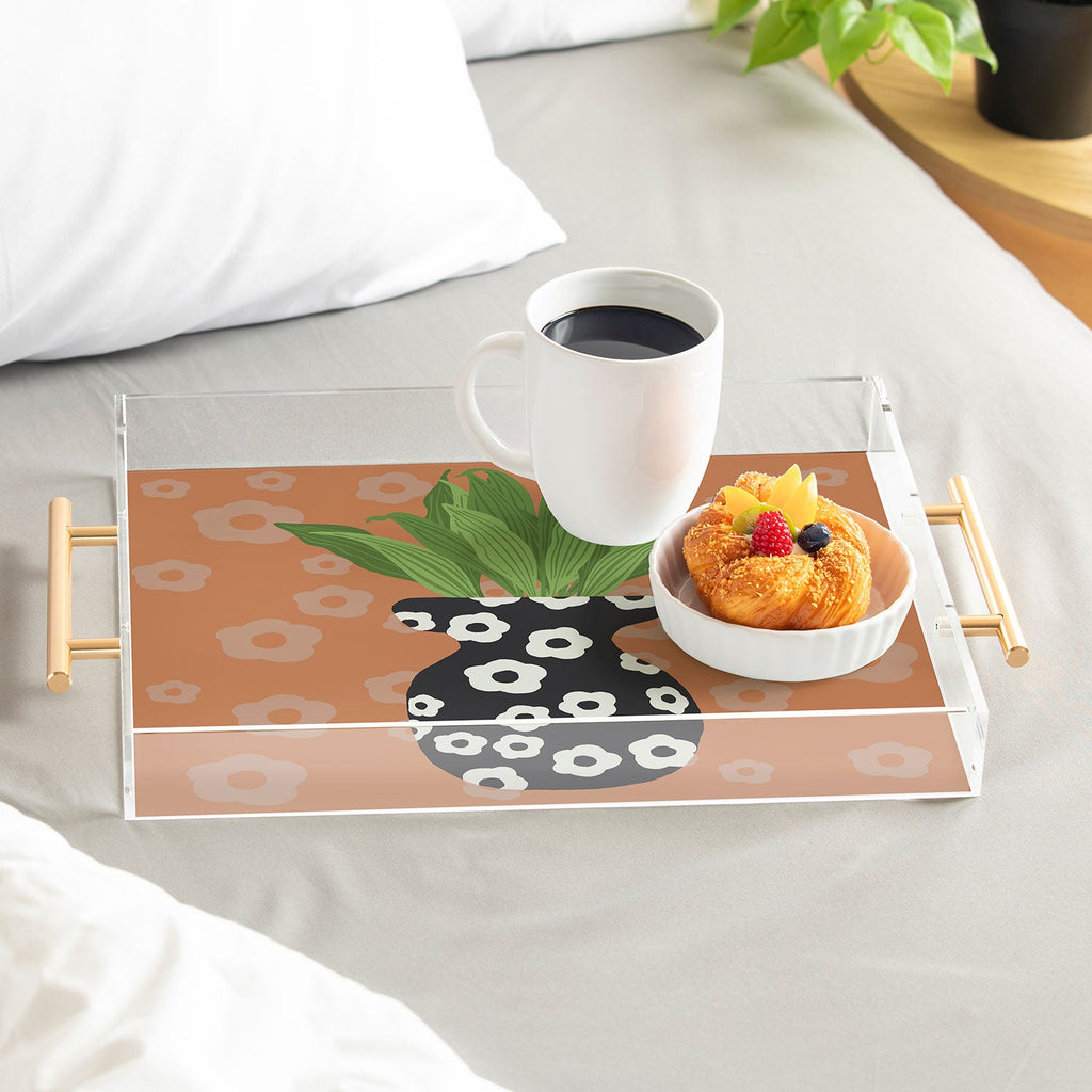 Coco de Paris Green plant retro style 5 Acrylic Tray