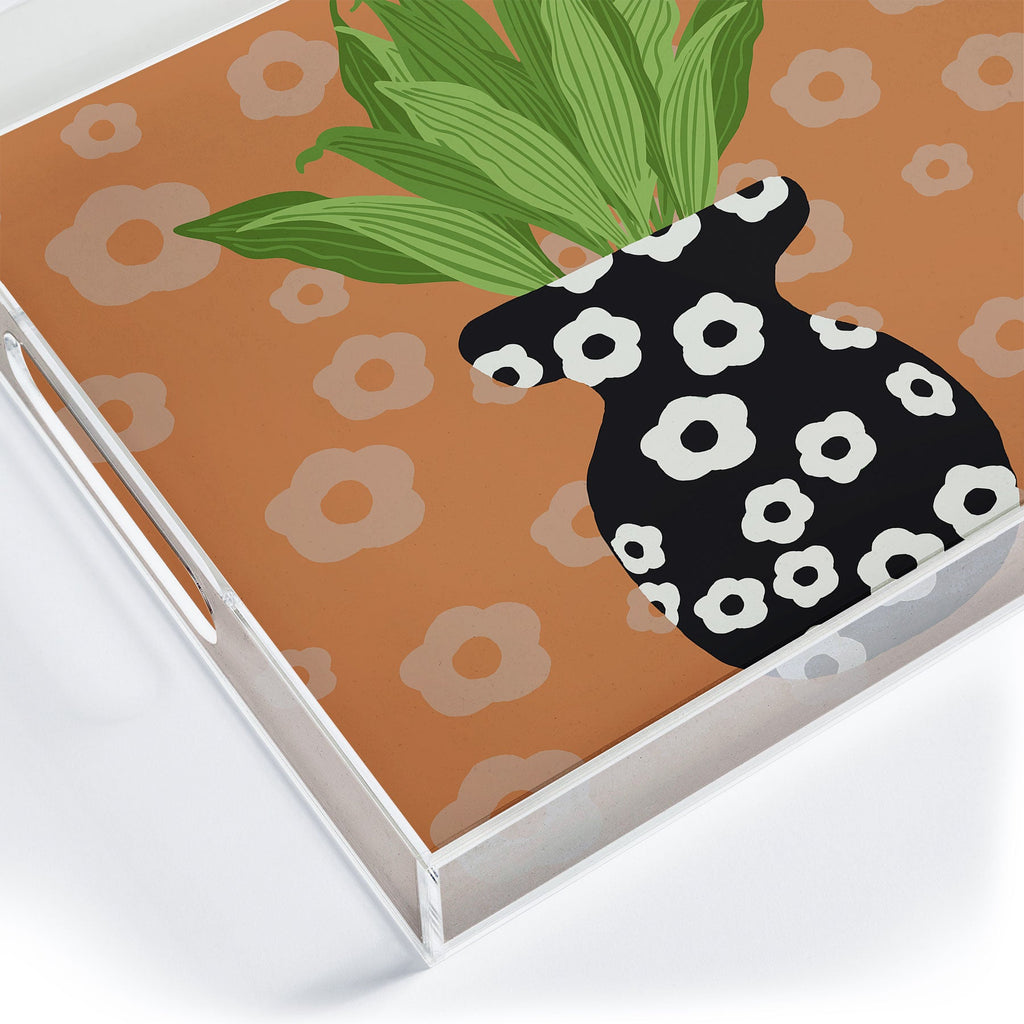Coco de Paris Green plant retro style 5 Acrylic Tray
