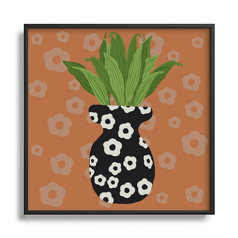 Coco de Paris Green plant retro style 5 Square Metal Framed Art Print