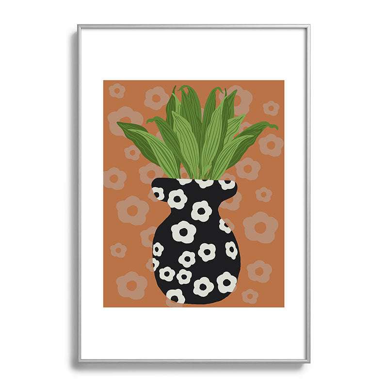 Coco de Paris Green plant retro style 5 Metal Framed Art Print