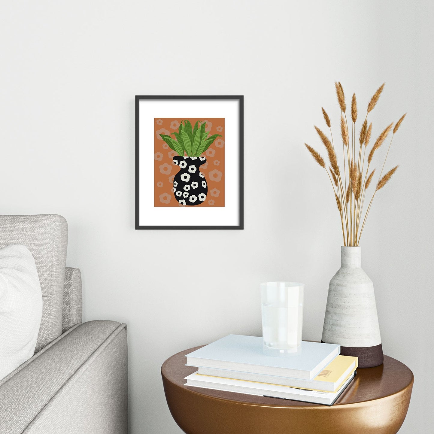Coco de Paris Green plant retro style 5 Metal Framed Art Print