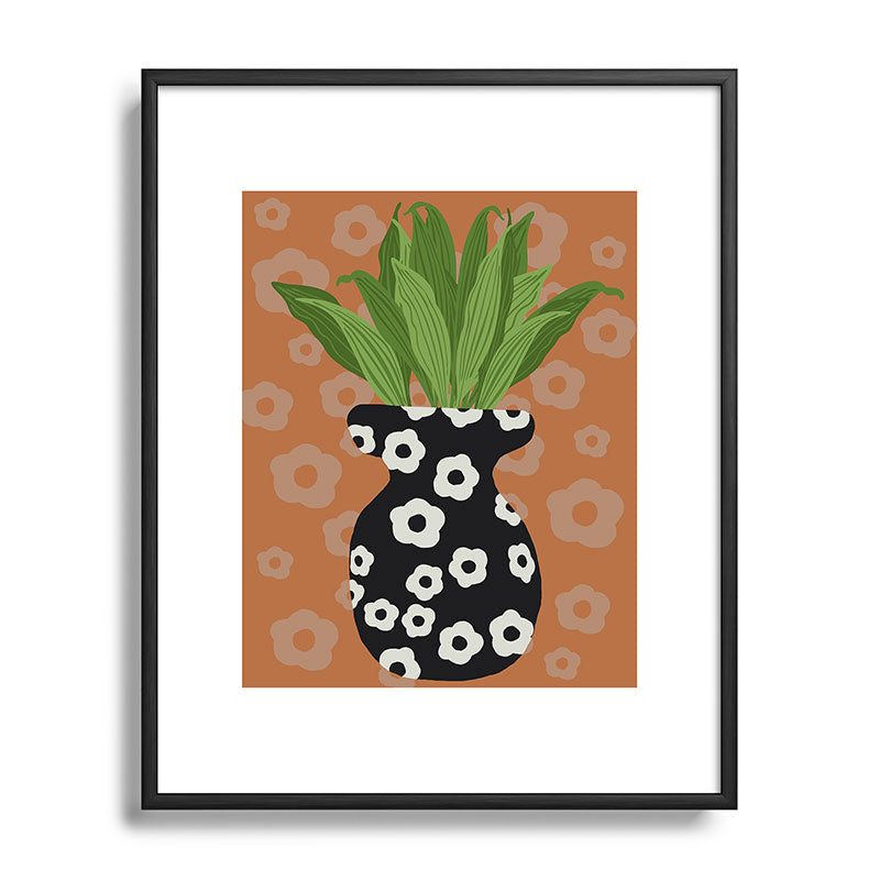 Coco de Paris Green plant retro style 5 Metal Framed Art Print