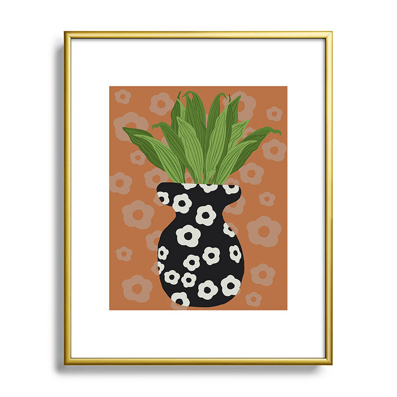 Coco de Paris Green plant retro style 5 Metal Framed Art Print