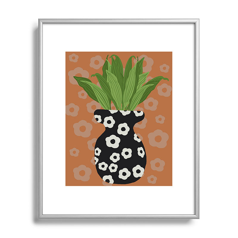 Coco de Paris Green plant retro style 5 Metal Framed Art Print