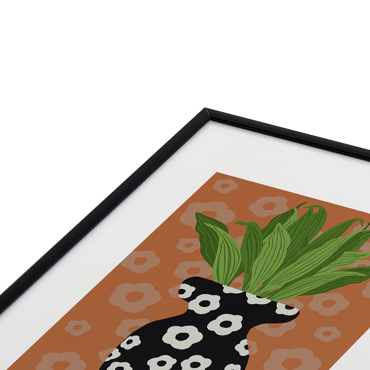Coco de Paris Green plant retro style 5 Metal Framed Art Print