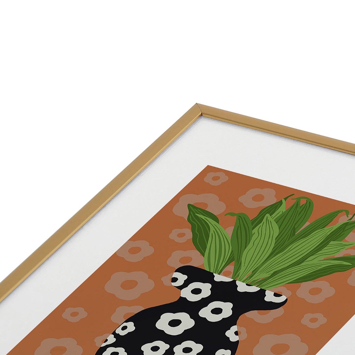 Coco de Paris Green plant retro style 5 Metal Framed Art Print