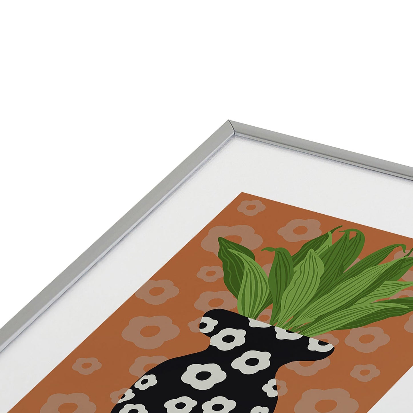 Coco de Paris Green plant retro style 5 Metal Framed Art Print