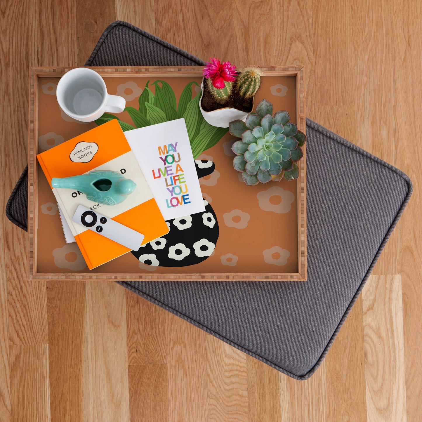Coco de Paris Green plant retro style 5 Rectangular Tray