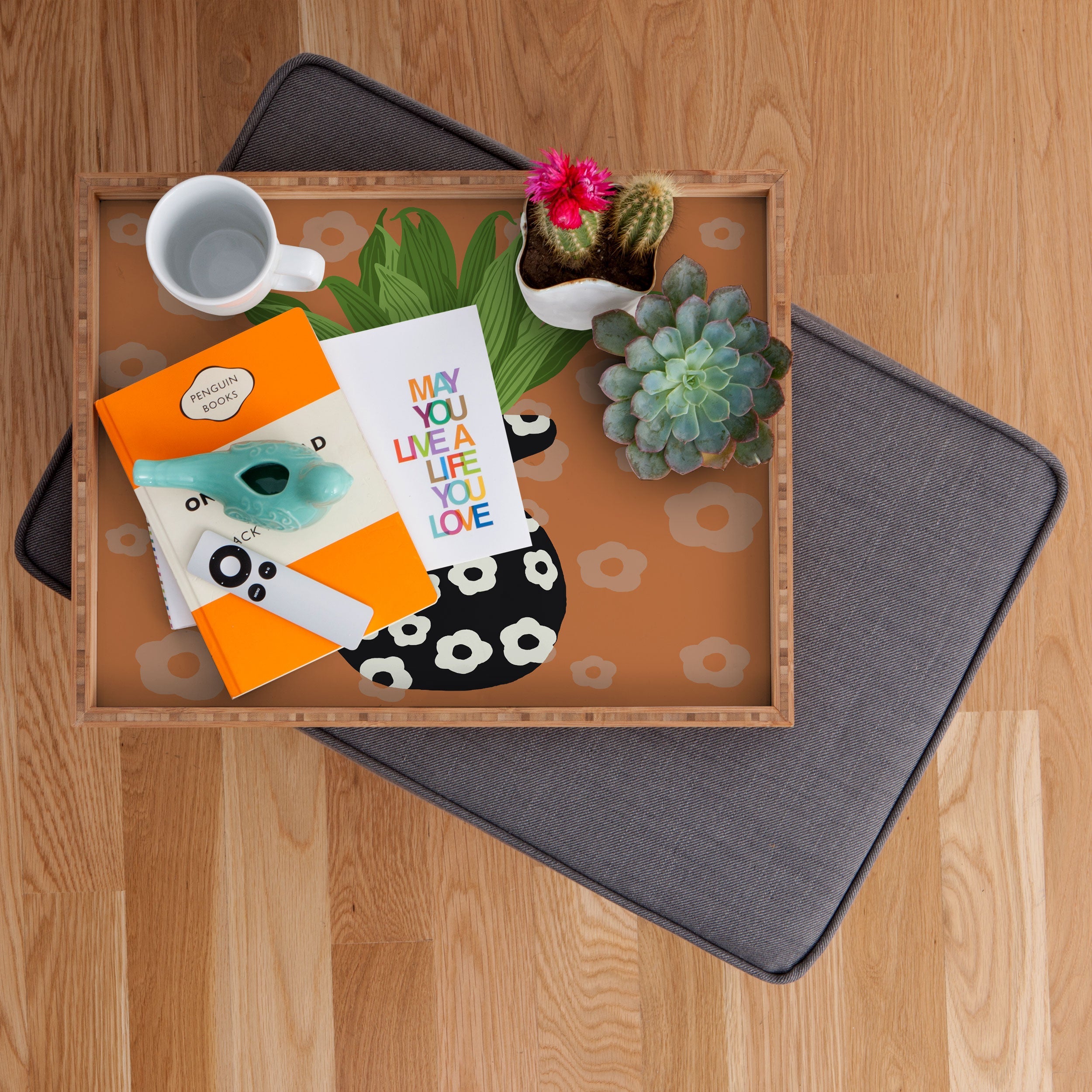 Coco de Paris Green plant retro style 5 Rectangular Tray