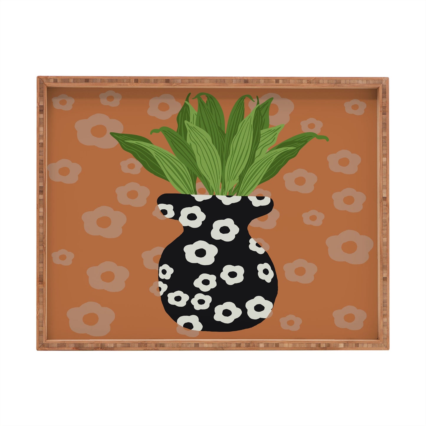 Coco de Paris Green plant retro style 5 Rectangular Tray
