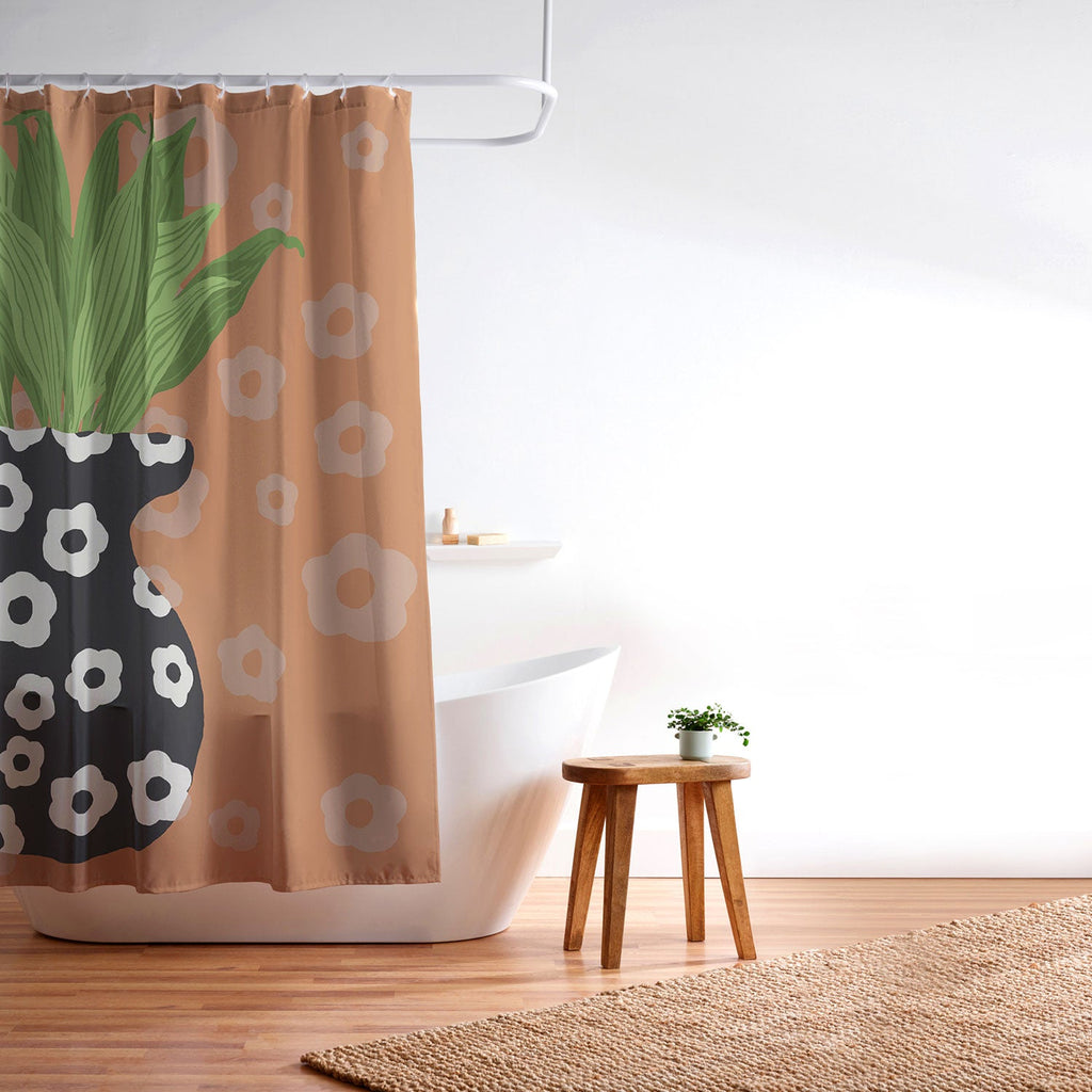 Coco de Paris Green plant retro style 5 Shower Curtain