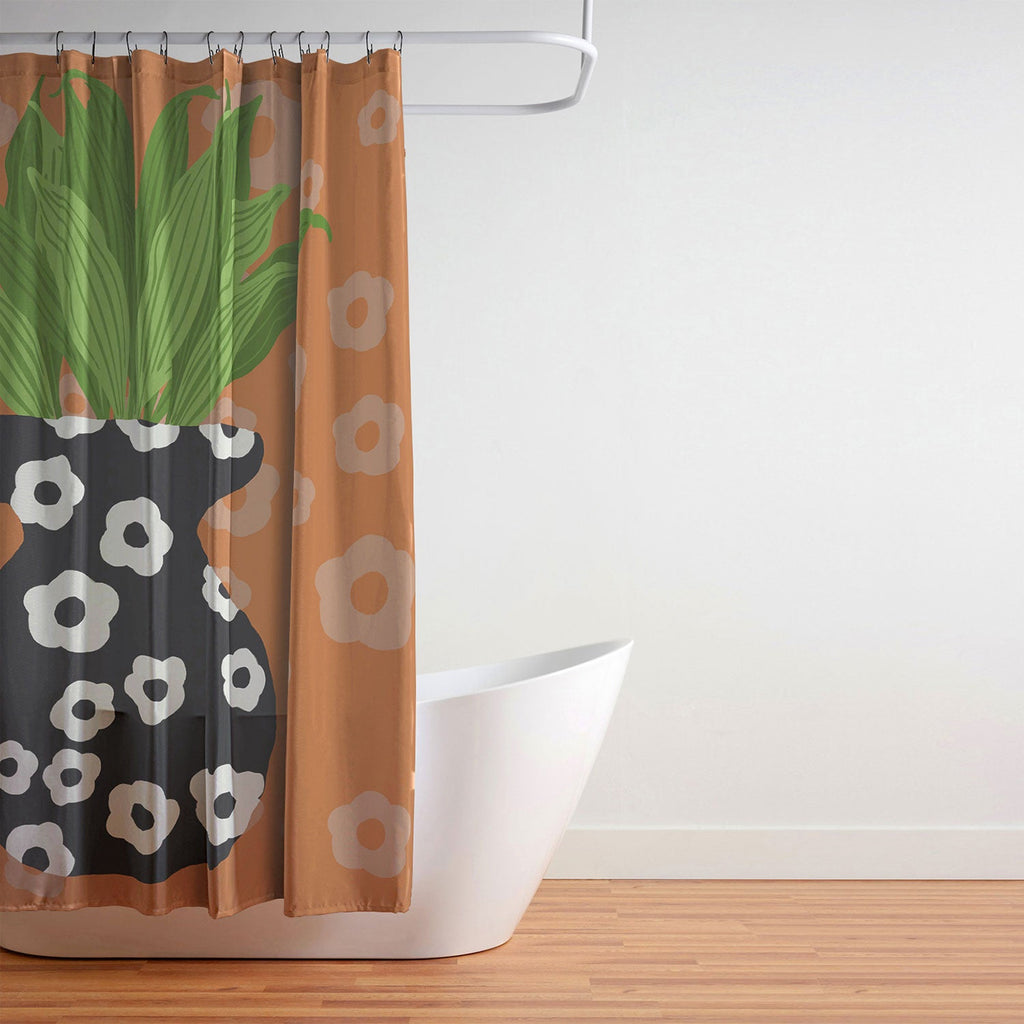 Coco de Paris Green plant retro style 5 Shower Curtain