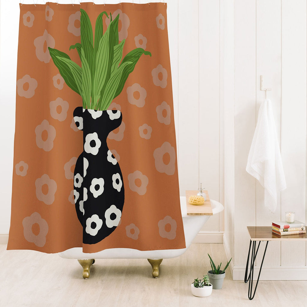 Coco de Paris Green plant retro style 5 Shower Curtain