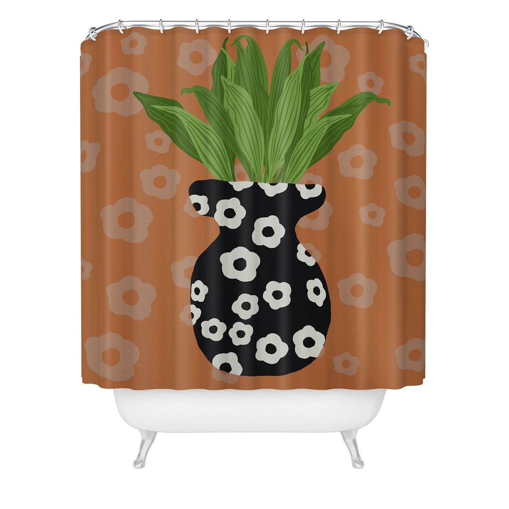 Coco de Paris Green plant retro style 5 Shower Curtain