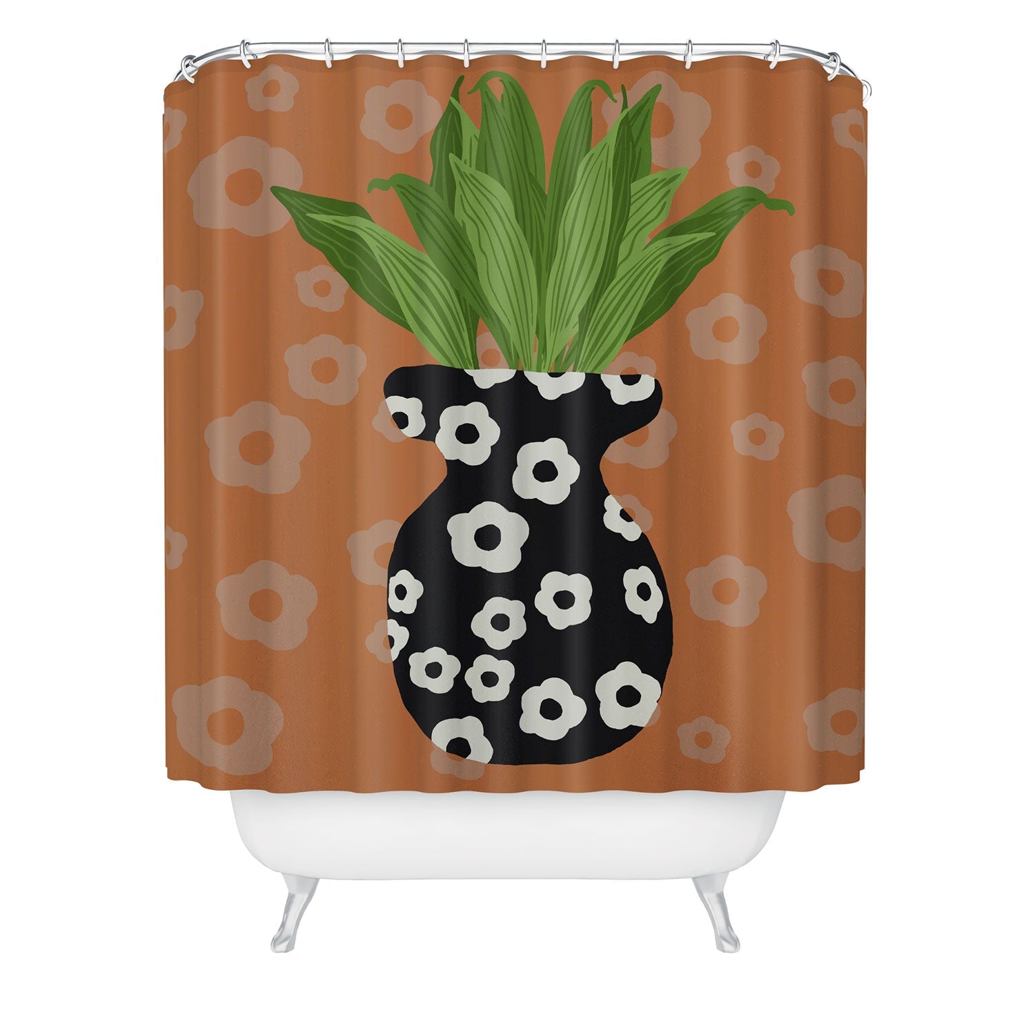 Coco de Paris Green plant retro style 5 Shower Curtain