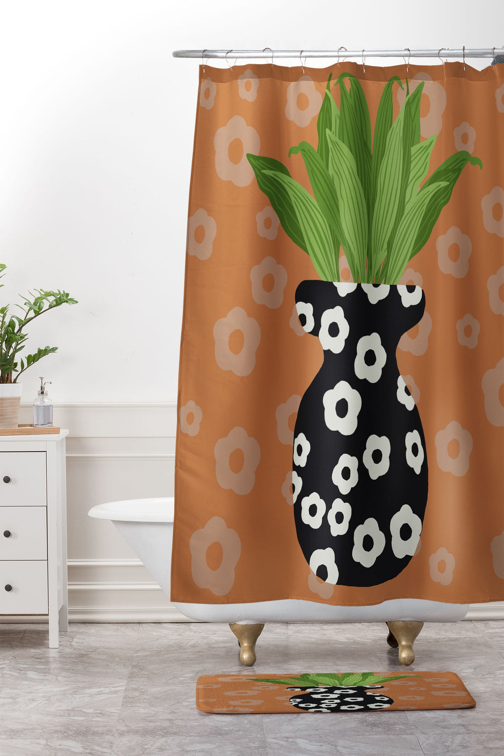 Coco de Paris Green plant retro style 5 Memory Foam Bath Mat