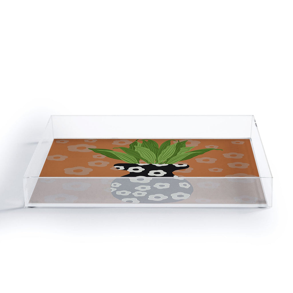 Coco de Paris Green plant retro style 5 Acrylic Tray