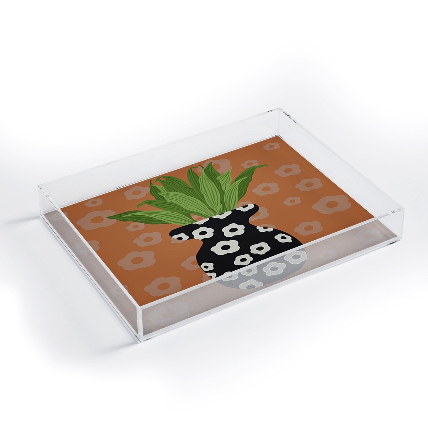 Coco de Paris Green plant retro style 5 Acrylic Tray