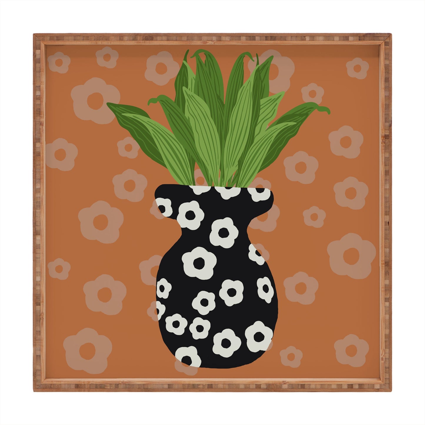 Coco de Paris Green plant retro style 5 Square Tray