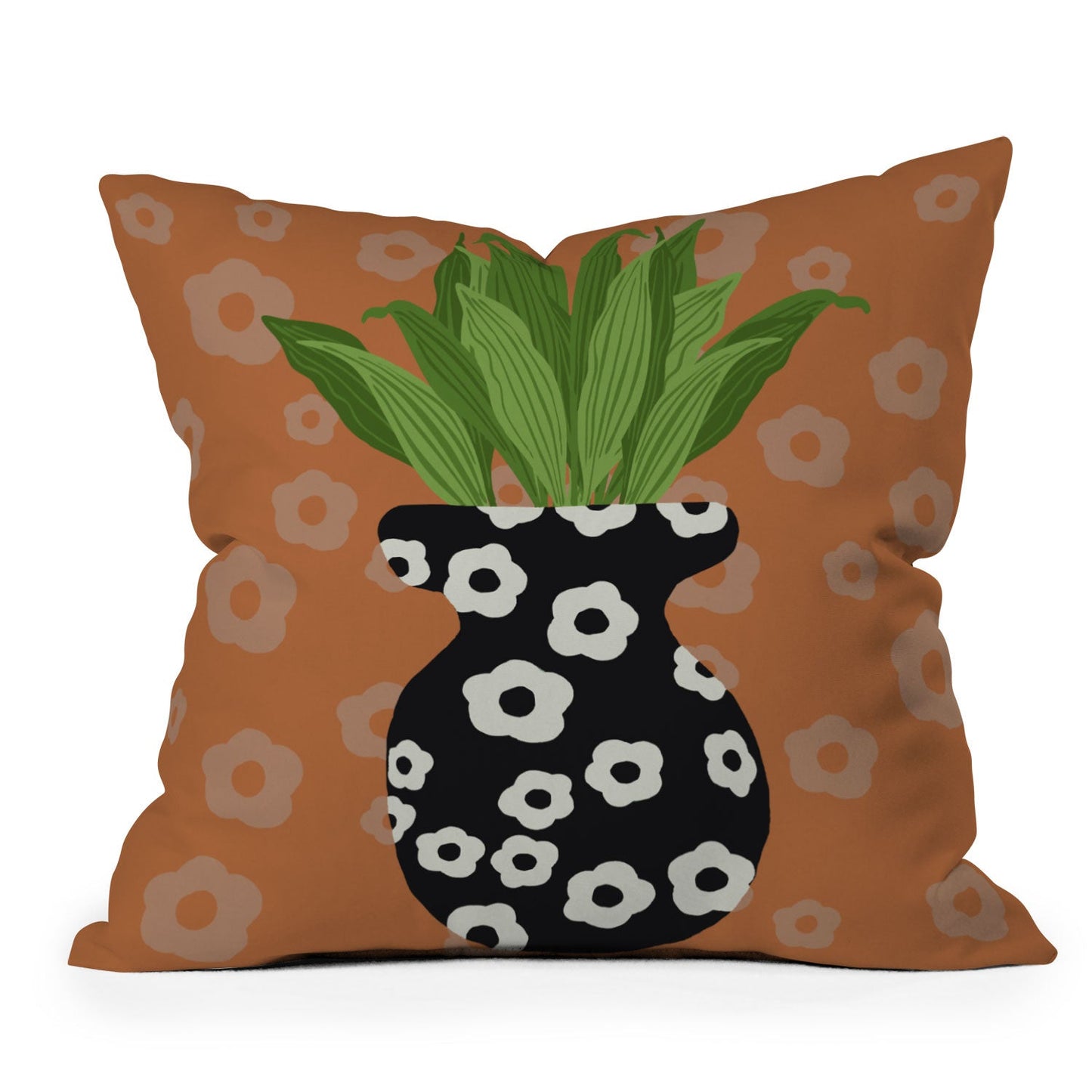 Coco de Paris Green plant retro style 5 Outdoor Throw Pillow