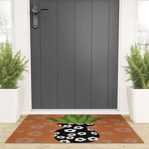 Coco de Paris Green plant retro style 5 Welcome Mat
