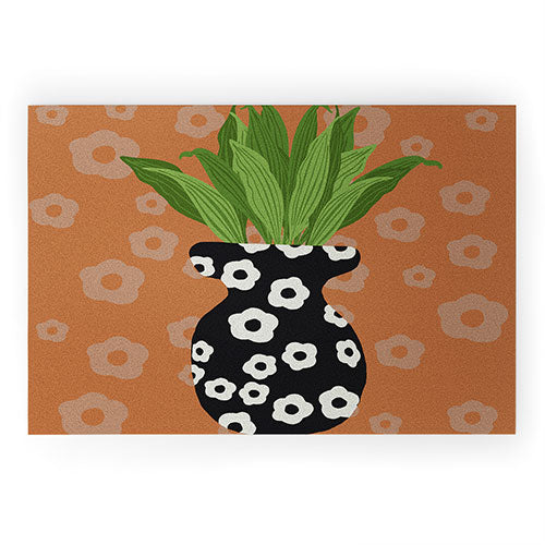 Coco de Paris Green plant retro style 5 Welcome Mat