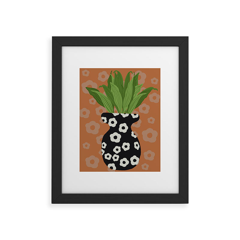 Coco de Paris Green plant retro style 5 Framed Art Print