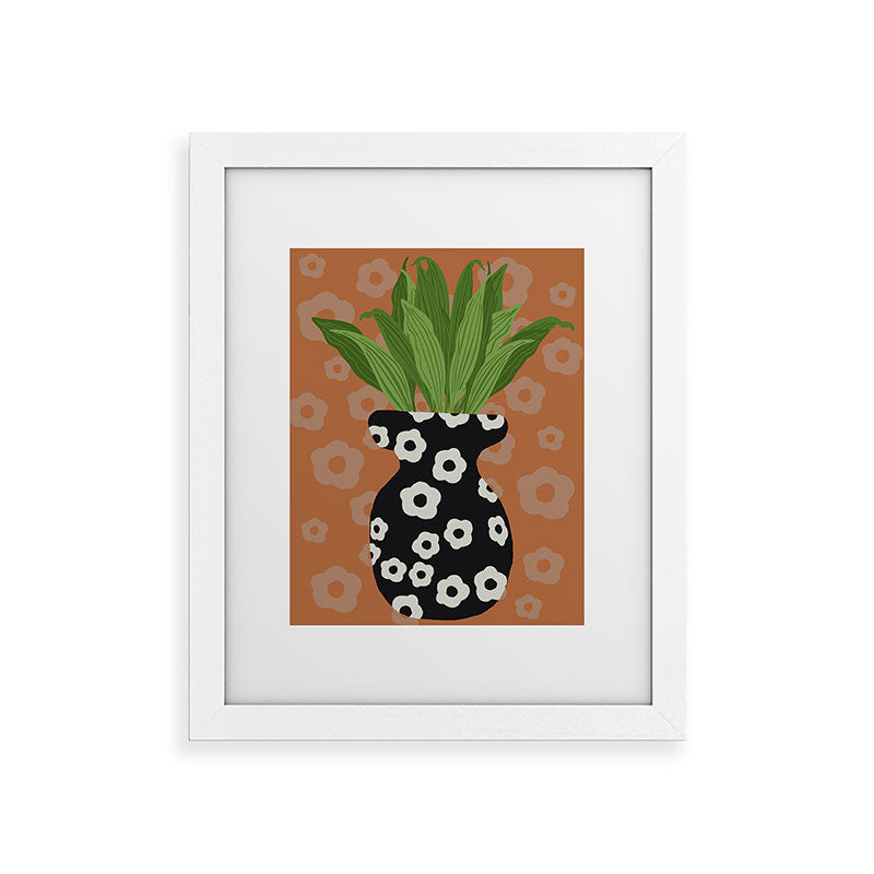 Coco de Paris Green plant retro style 5 Framed Art Print