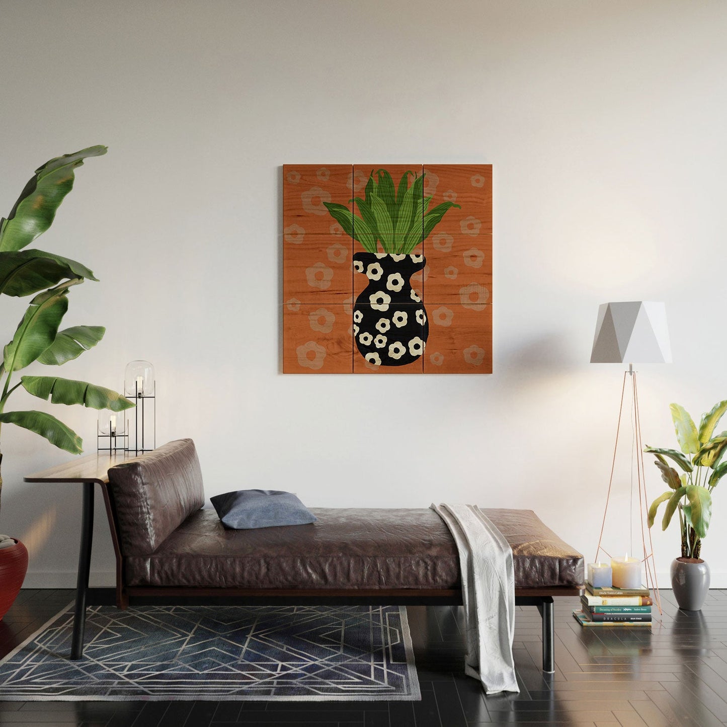 Coco de Paris Green plant retro style 5 Wood Wall Mural