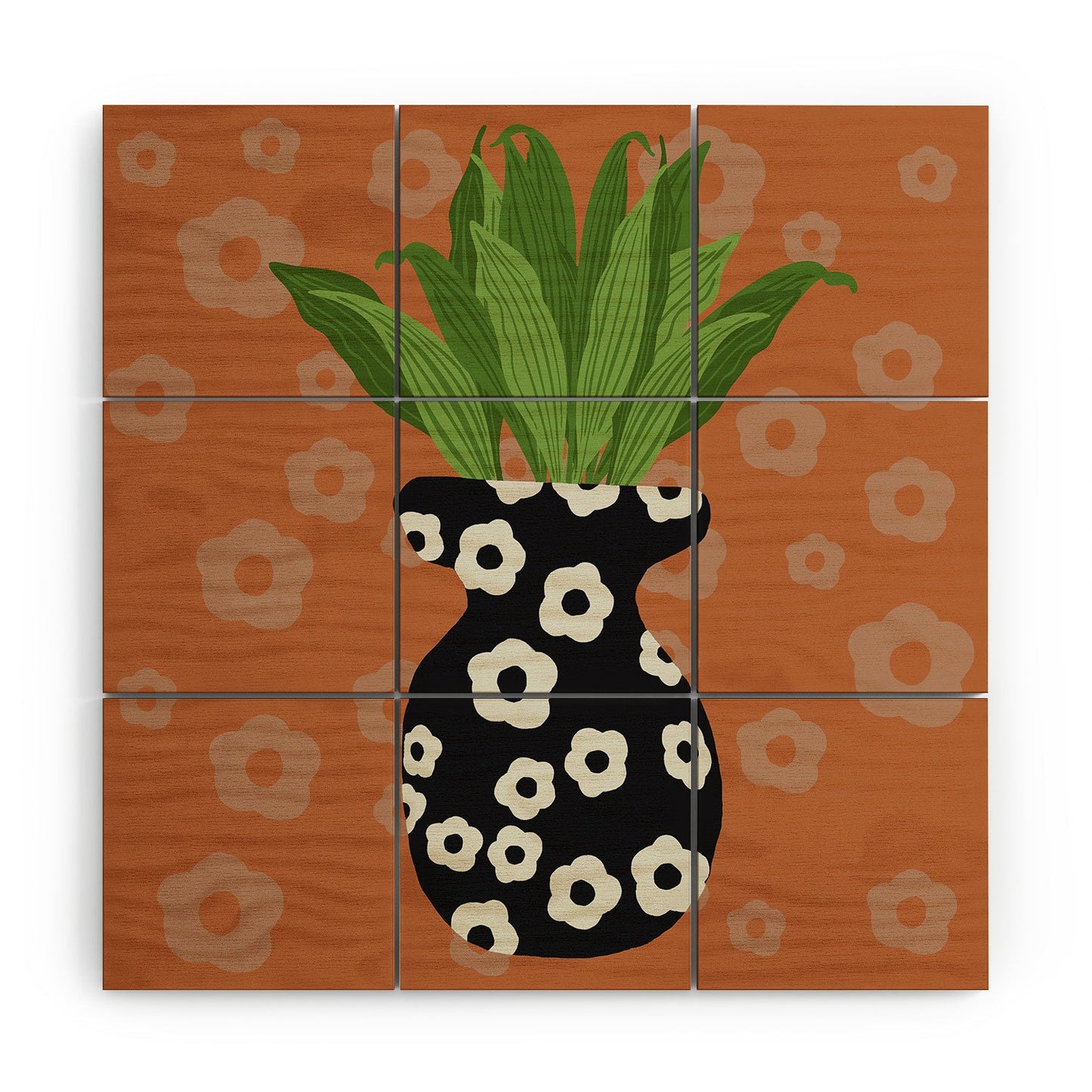 Coco de Paris Green plant retro style 5 Wood Wall Mural