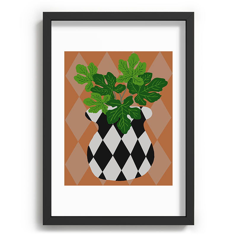 Coco de Paris Green plant retro style 6 Recessed Framing Rectangle