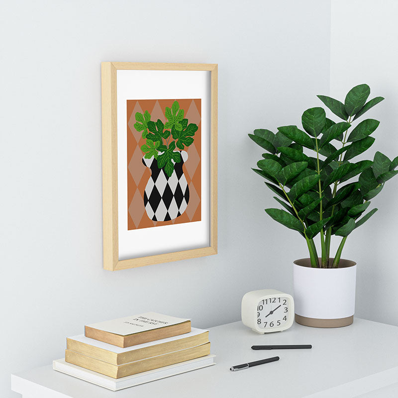 Coco de Paris Green plant retro style 6 Recessed Framing Rectangle