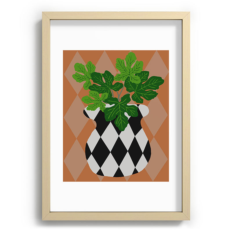 Coco de Paris Green plant retro style 6 Recessed Framing Rectangle
