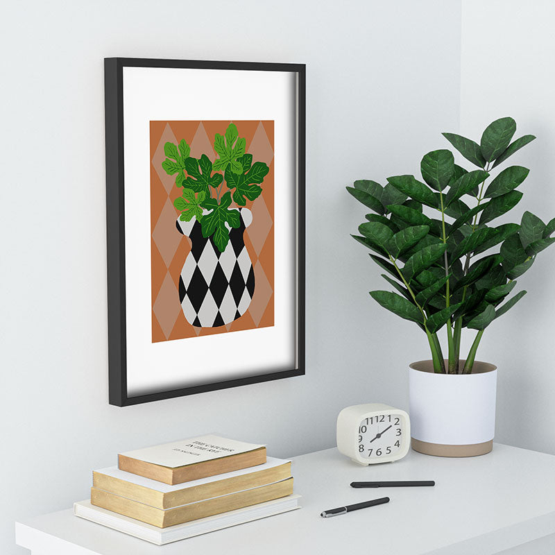 Coco de Paris Green plant retro style 6 Recessed Framing Rectangle