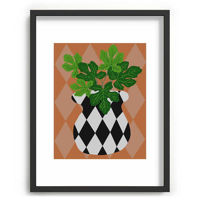 Coco de Paris Green plant retro style 6 Recessed Framing Rectangle