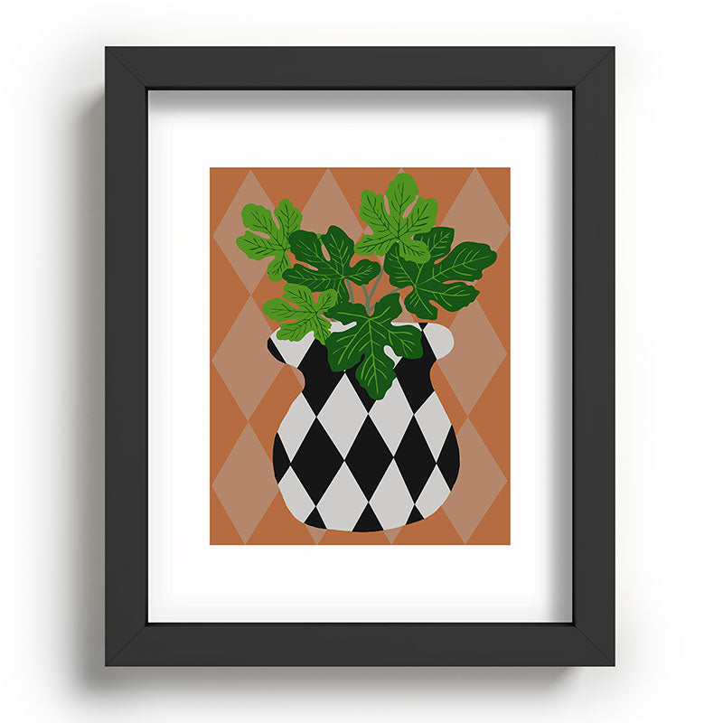 Coco de Paris Green plant retro style 6 Recessed Framing Rectangle
