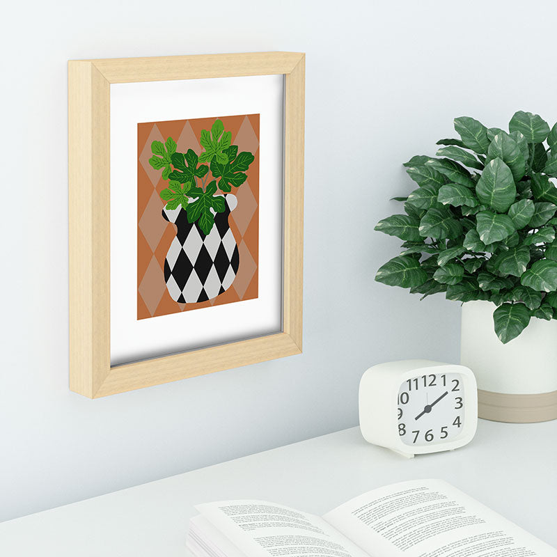 Coco de Paris Green plant retro style 6 Recessed Framing Rectangle