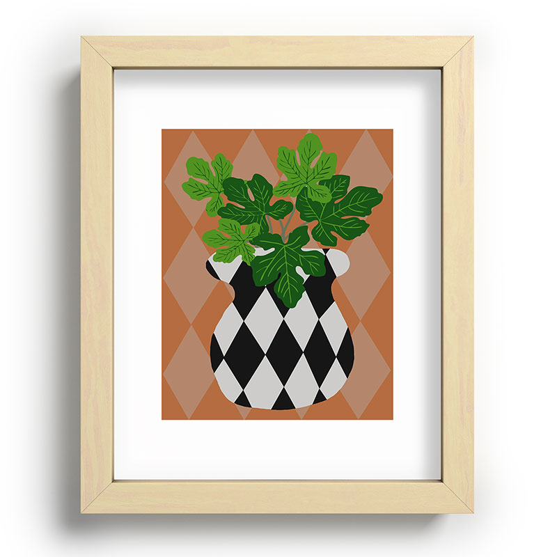 Coco de Paris Green plant retro style 6 Recessed Framing Rectangle