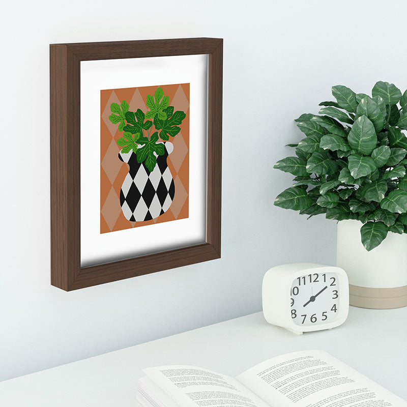 Coco de Paris Green plant retro style 6 Recessed Framing Rectangle