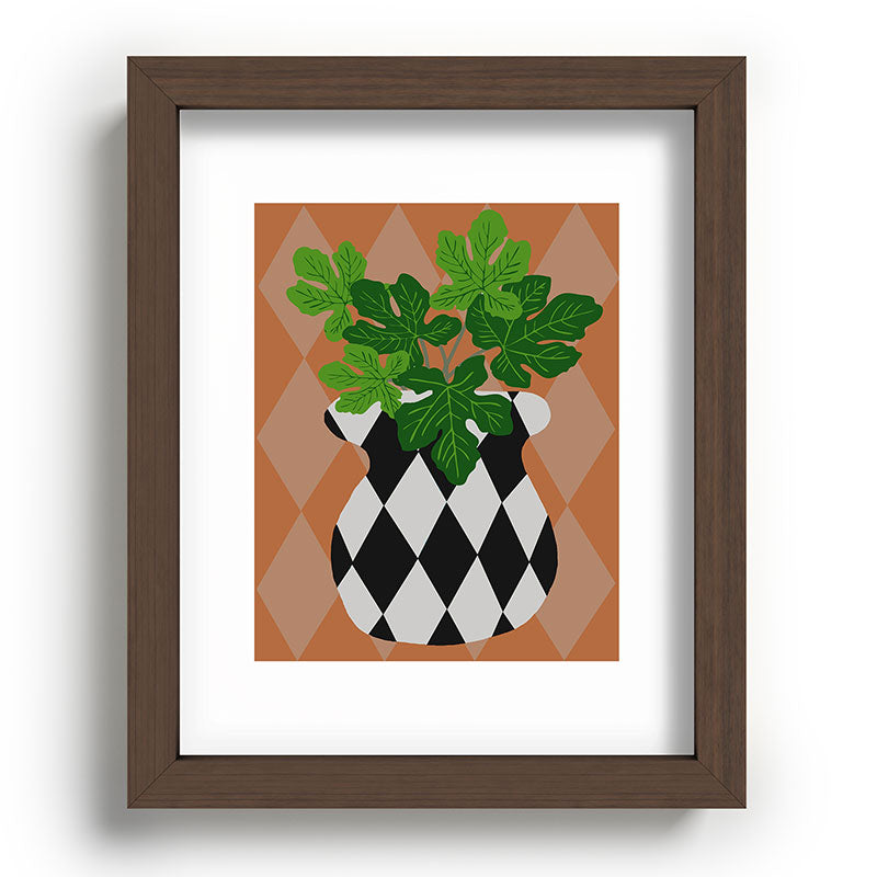 Coco de Paris Green plant retro style 6 Recessed Framing Rectangle