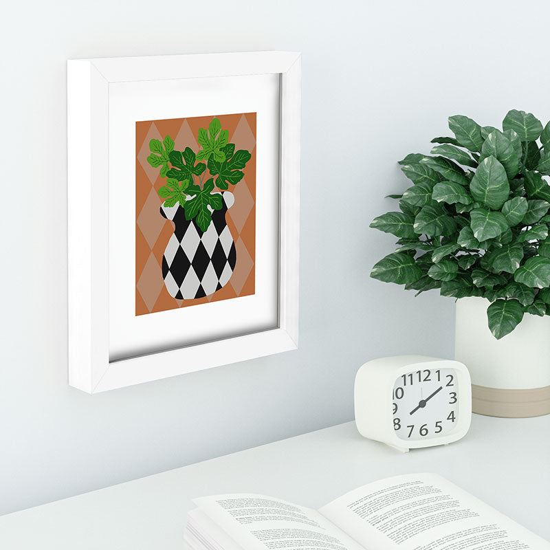 Coco de Paris Green plant retro style 6 Recessed Framing Rectangle