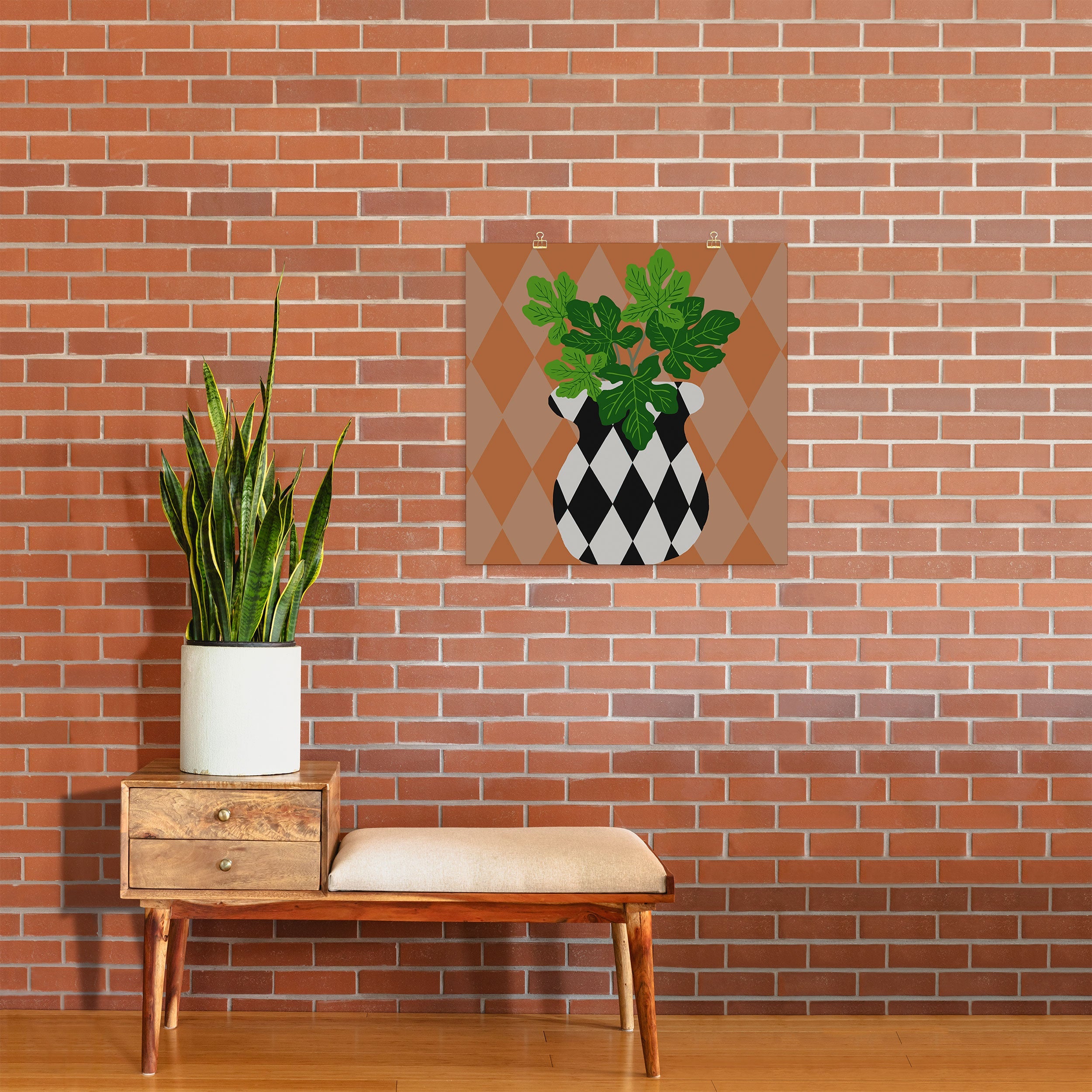 Coco de Paris Green plant retro style 6 Art Print