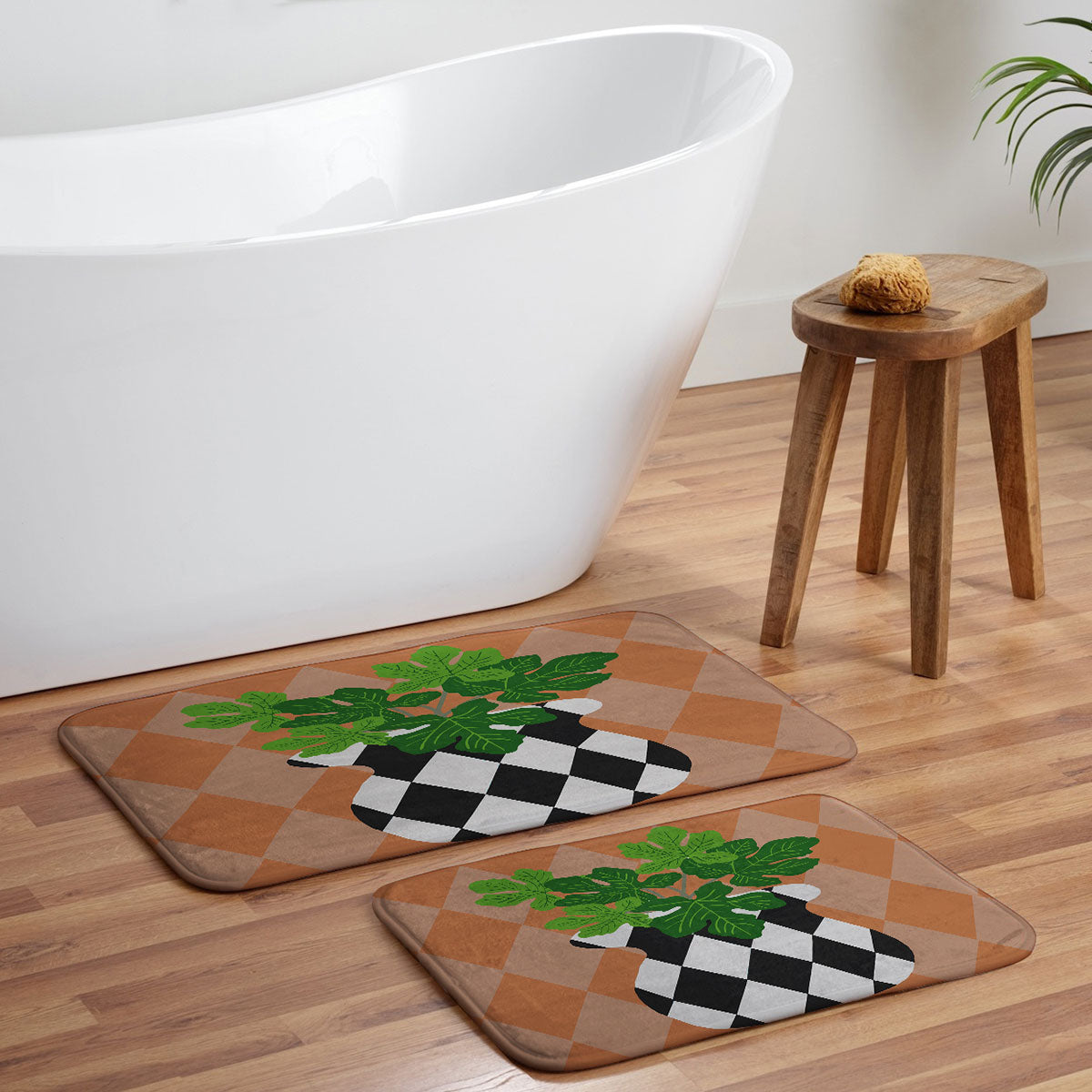 Coco de Paris Green plant retro style 6 Memory Foam Bath Mat