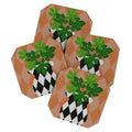 Coco de Paris Green plant retro style 6 Coaster Set
